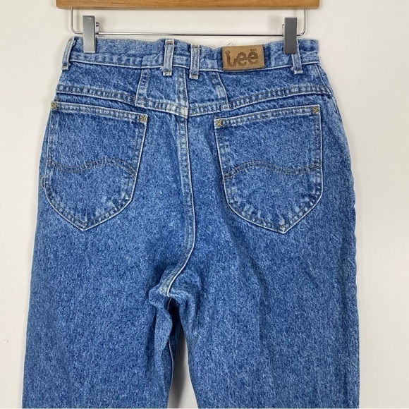 VINTAGE 80s LEE Acid Wash High Waisted Straight Tapered Mom Jeans Size 11 Retro - Picture 6 of 10